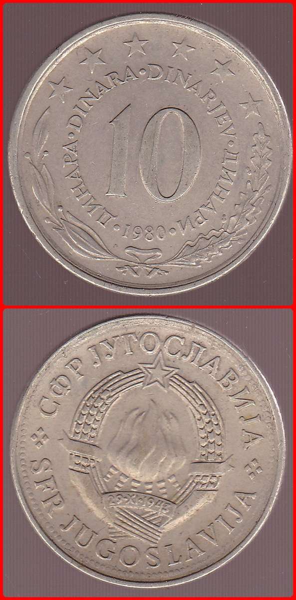 YUGOSLAVIA - 1980 - 10 DINARA - KM# 62