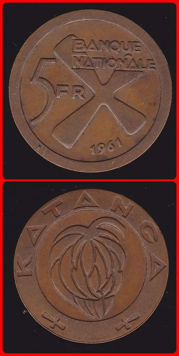 KATANGA - 1961 - 5 FRANC - KM# 2