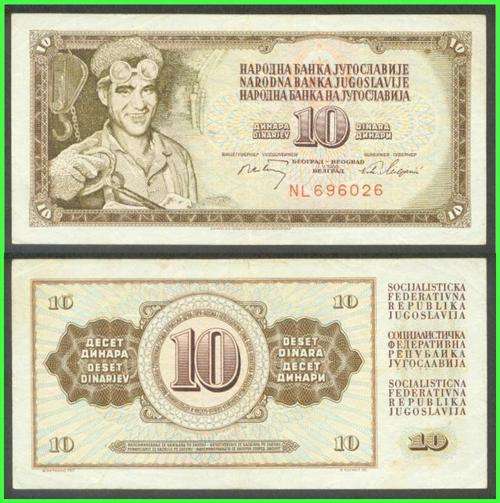 YUGOSLAVIA - 1968 - 10 DINARA  - PIC 82c - VF NOTE - (NL696...)