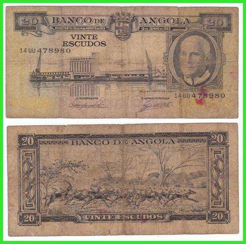 ANGOLA - 1962 - 20 ESCUDOS - VG NOTE - PIC 92 - (14UU4..)