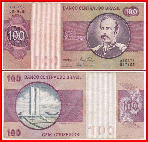 BRAZIL - ND(1981) - 100 CRUZEIROS - VG/F NOTE - PIC 195Ab - (A109..)