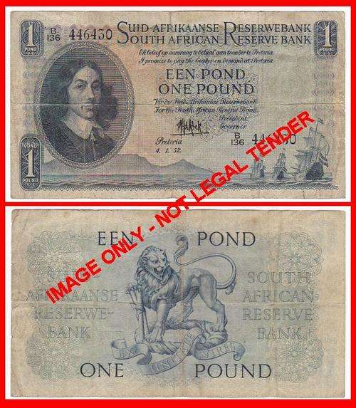 SA - MH DE KOCK - 3RD ISSUE - AFR/ENG - 1 POUND - VG NOTE - (B/136 446..)