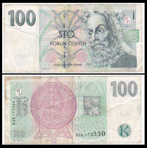 CZECH REPUBLIC - 1993 - 100 KORUN - Pic#: 5a - VG/F NOTE - (s/n: D19 773..)