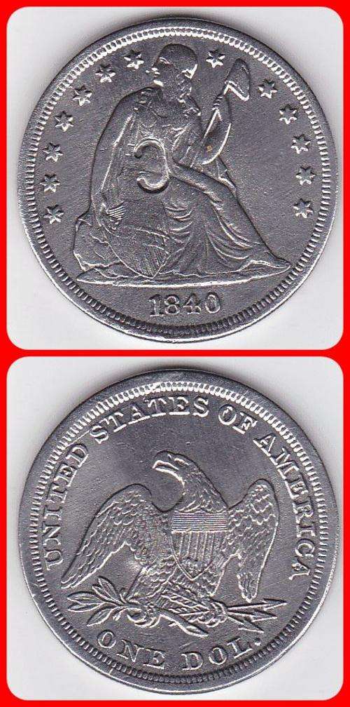 COPY - USA SEATED LIBERTY DOLLAR - 1840 - NOT SILVER