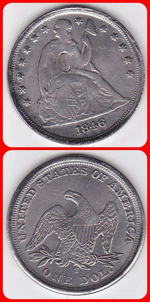 COPY - USA SEATED LIBERTY DOLLAR - 1846 - NOT SILVER