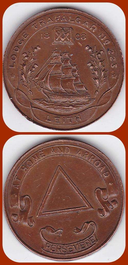 MASONIC PENNY - LODGE TRAFALGAR NO. 223 - LEITH - 29mm