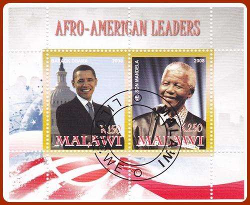 MANDELA - MALAWI 2008 MINI SHEET - AFRO AMERICAN LEADERS (AUCTION 16 OF 25)