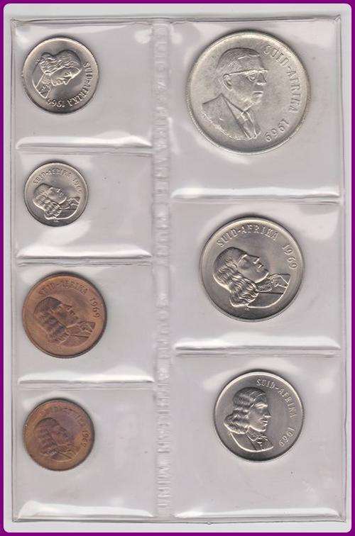 1969 - AFRIKAANS - UNCIRCULATED SET - SILVER R1 - SCARCE ONLY 7500 SETS MADE