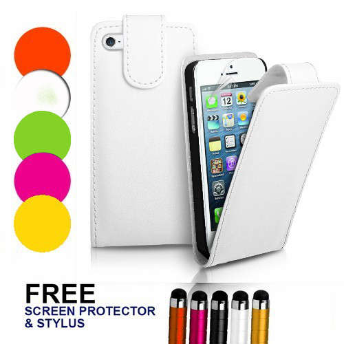 Wallet Flip Case for Apple iPhone 5 + Screen Protector + Stylus