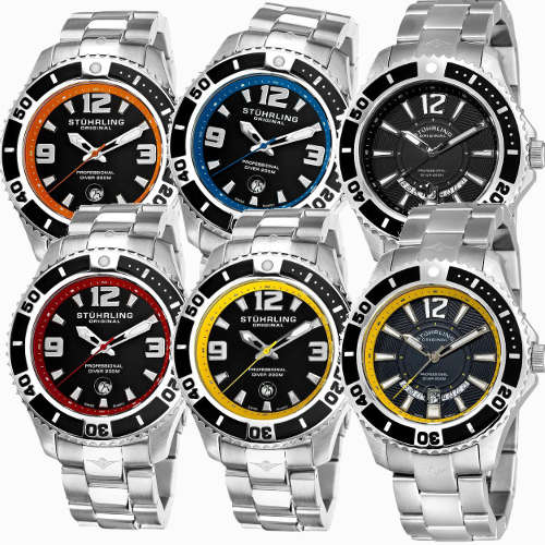 Stuhrling Regatta Oversized Pro Diver Swiss Quartz Mens Watch