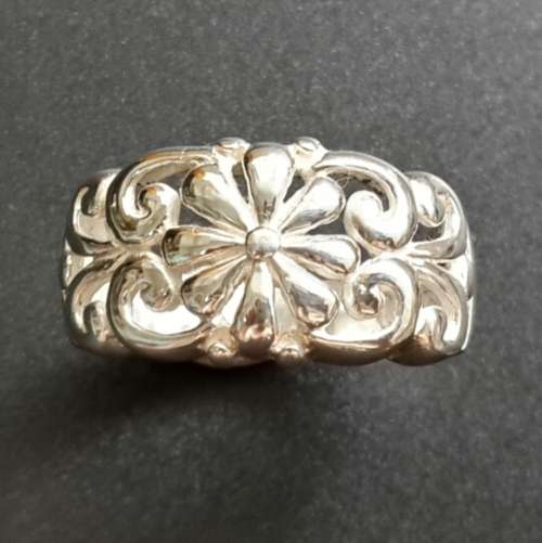 Sterling Silver Fancy  Floral Scroll Ring
