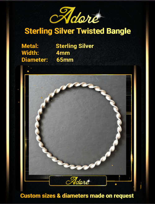 Sterling Silver Twisted Bangle  ( 4mm)