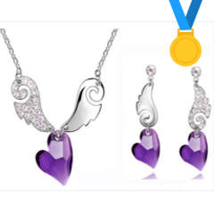 Austrian Crystal Necklace and Earring Heart Set