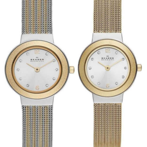 SKAGEN Denmark Ultra Slim Crystal Accented Two Tone Ladies Watch | 2 Options