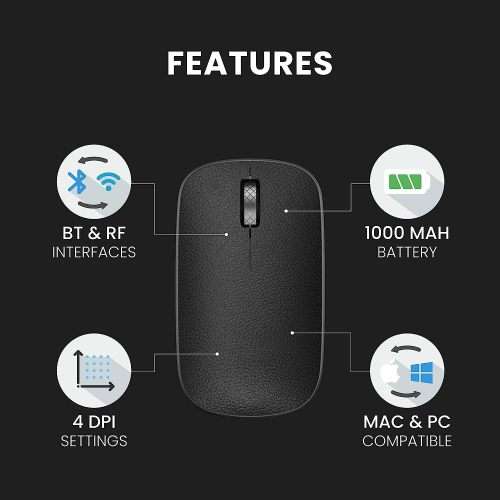 Exquisite Elegance: Azio Retro Classic Mouse in Gun Metal / Posh - Genuine Leather and Premium