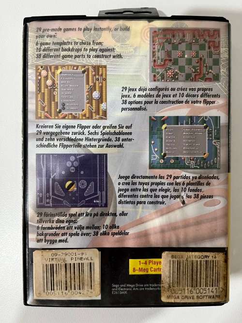 Sega Mega Drive game - Virtual Pinball 16bit cartridge CIB