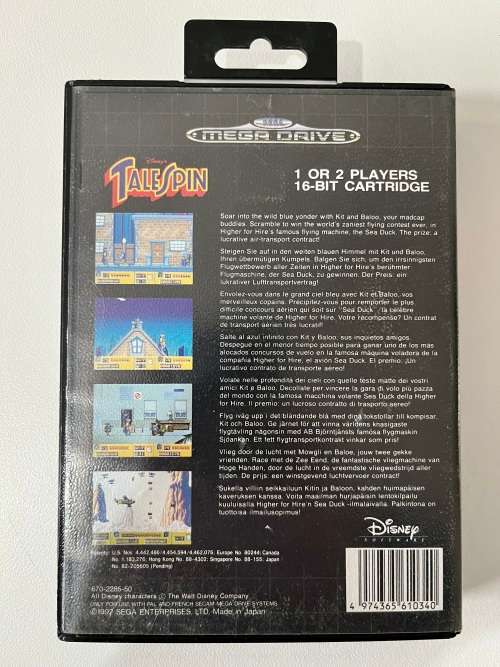 Sega Mega Drive game - Talespin 16bit cartridge CIB