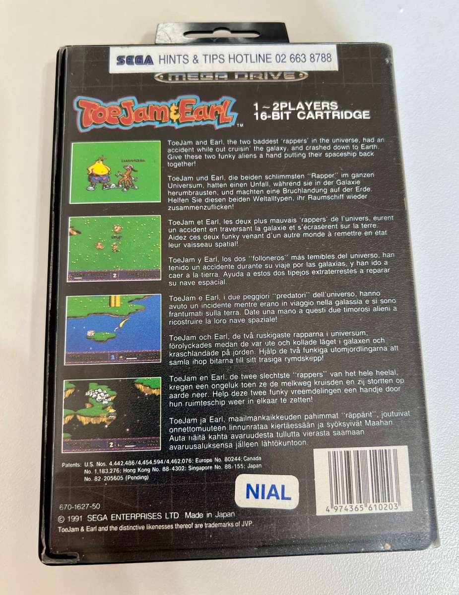 Toejam and Earl Sega Mega Drive 16-Bit cartridge