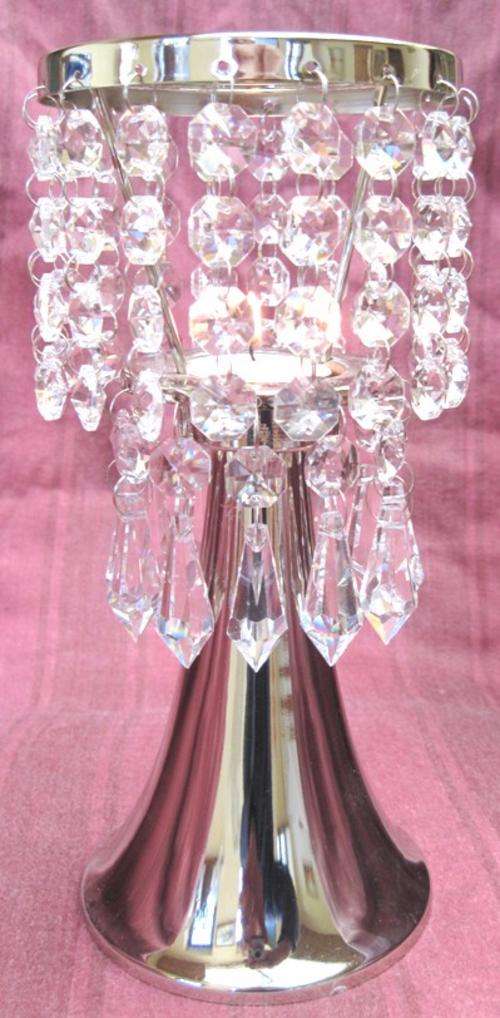 Add Bling with this Chrome and Crystal Candlestick