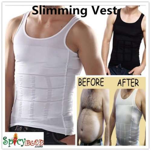 Spicybuys Mens Body Slimming Vest Check Tummy Shaper Vest Waist Back Support
