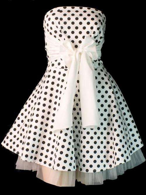 S02 CLASSY SPOTS BOW MINI DAY CLUB PARTY DRESS White S