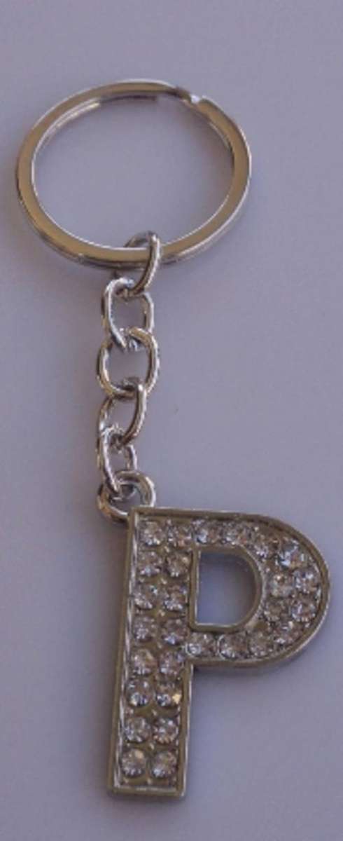 Initial "P" Diamante Keyring