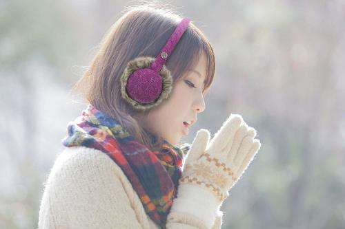 KITSOUND CHUNKY KNIT AUDIO EARMUFFS PURPLE
