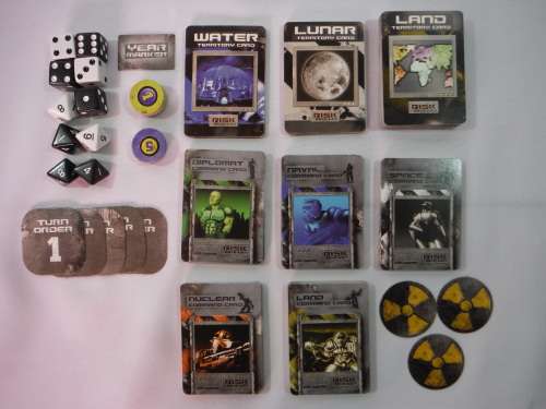Risk 2210 A.D Game Pieces and Cards in Organiser