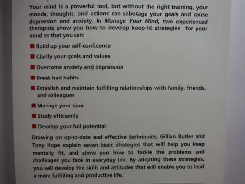 Manage Your Mind - Gillian Butler and Tony Hope