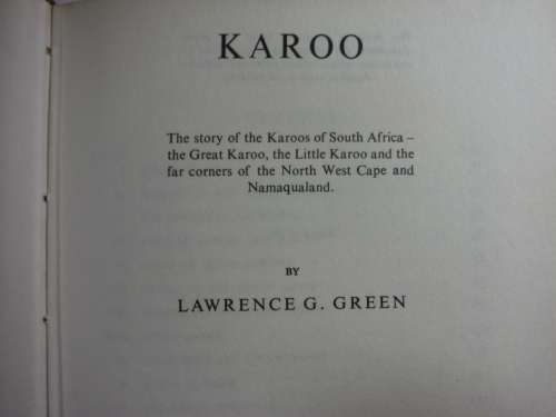 Karoo - Lawrence G. Green - Published 1973