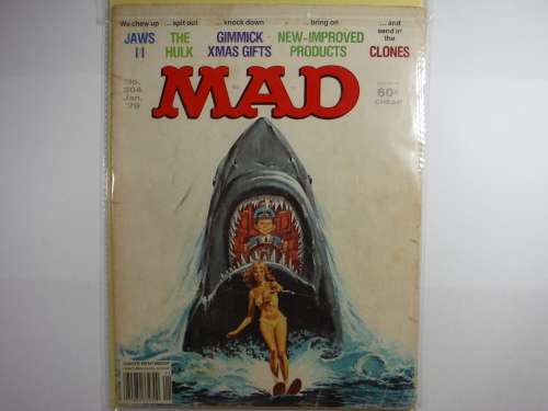 A Lot of 7 Vintage Mad Magazines Including the Jaws 2 Edition From 1979