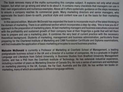 Marketing Plans : How to Prepare Them, How to Use Them - Malcolm H B McDonald
