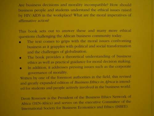 Business Ethics in Africa : Second Edition - Deon Rossouw