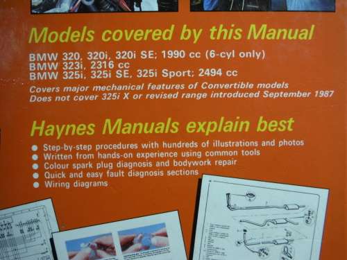 Haynes Owners Workshop Manual : BMW 320, 320i, 323i and 325i Oct 1977 to Sept 1987