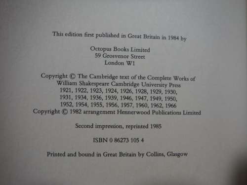 The Complete Works of William Shakespeare - Octopus Books - 1985 Edition