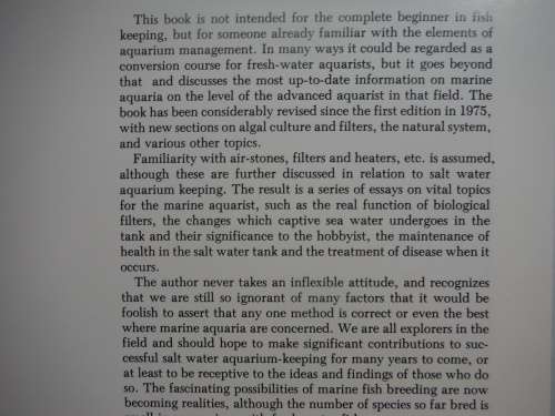 The Marine Aquarium in Theory and Practice - Dr Cliff W. Emmens - Second Edition