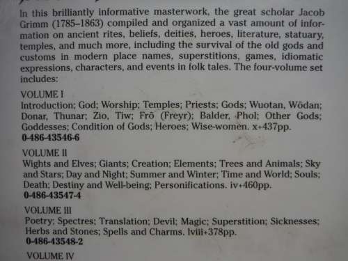 Teutonic Mythology : Volume 4 - Final Volume - Jacob Grimm