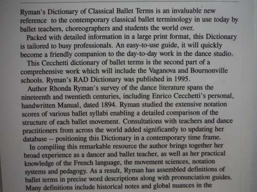 Ryman`s Dictionary of Classical Ballet Terms - Rhonda Ryman