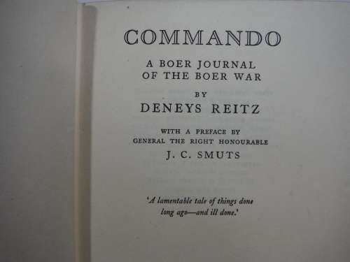 Commando : A Boer Journal of the Boer War - Hardcover - Deneys Reitz - 1935 Edition