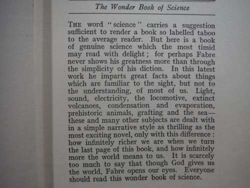 The Wonder Book of Science - J.H. Fabre - Circa 1925