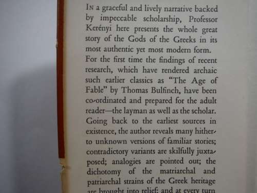 Myth and Man : The Gods of the Greeks - Hardcover - C. Kerenyi - 1951 Edition