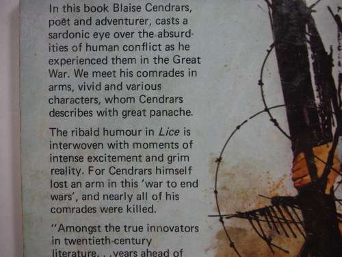 Lice : The Horrors of the First World War - Paperback - Blaise Cendrars - 1974 Edition