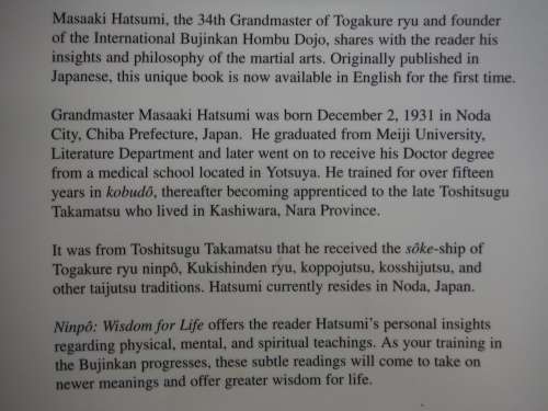 Ninpo : Wisdom for Life - Paperback - Masaaki Hatsumi - Grandmaster of Togakure Ryu