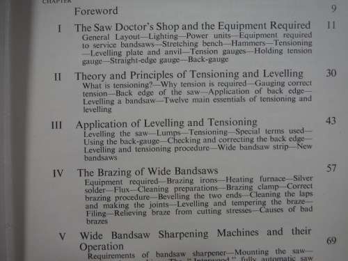 The Art of Saw Doctoring : Wide Bandsaws - Hardcover - Arthur Simmonds - 1953