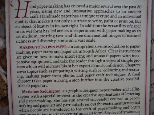 Making Your Own Paper : An Introduction to Paper-making in South Africa
