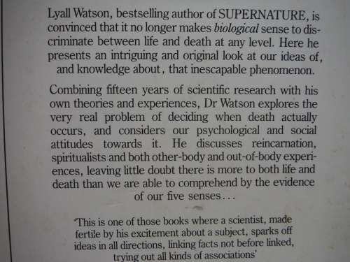 The Biology of Death - Paperback - Lyall Watson - 1987