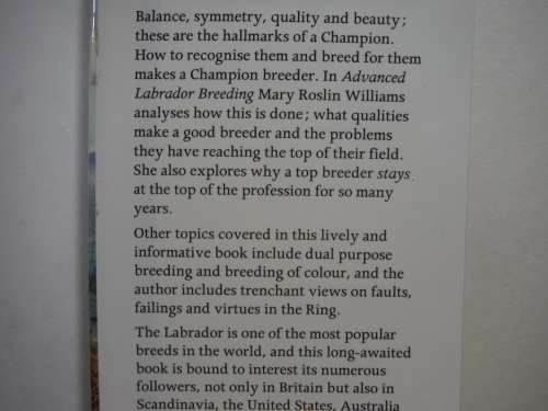 Advanced Labrador Breeding - Hardcover - Mary Roslin Williams - 1988