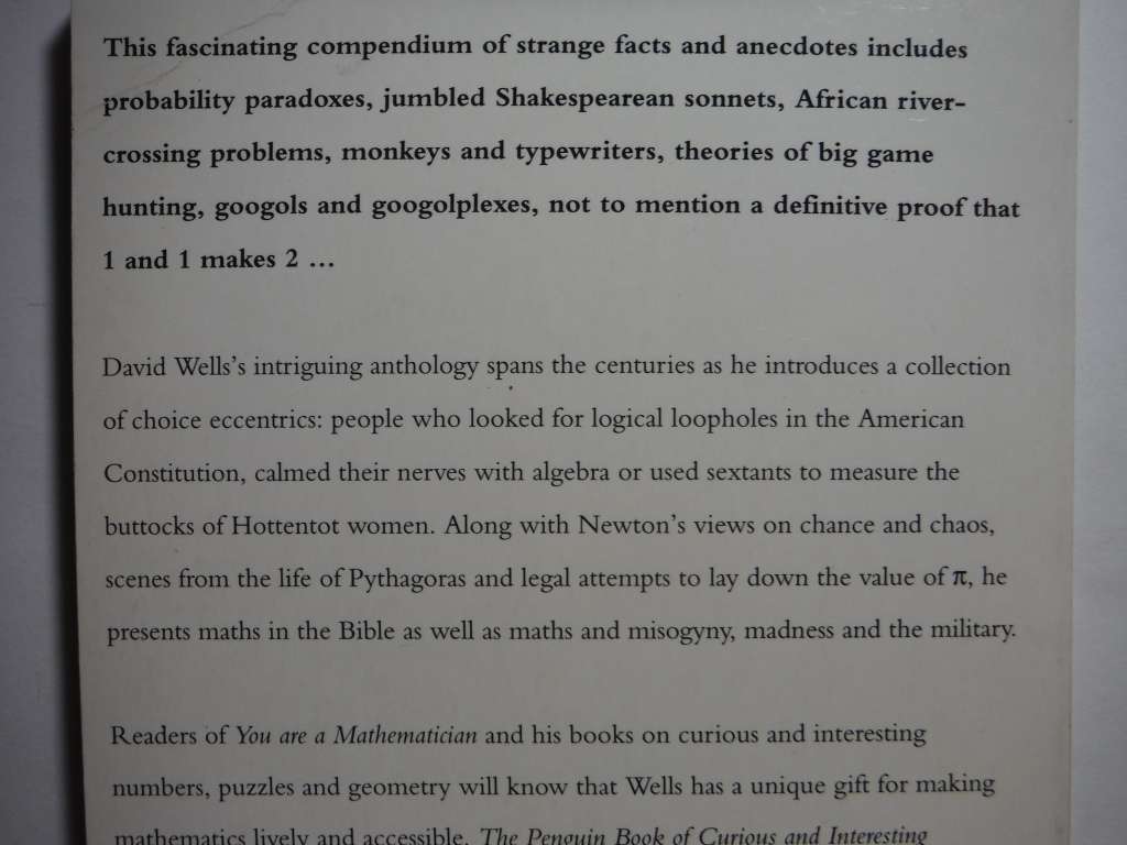 The Penguin Book of Curious and Interesting Mathematics - Paperback - David Wells