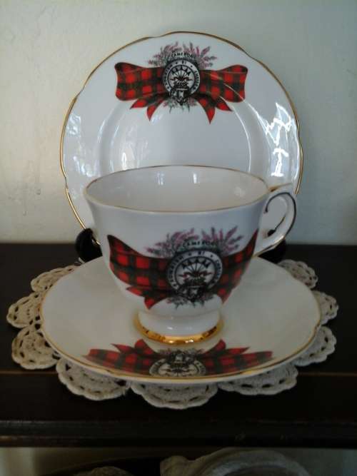 STUNNING SCOTTISH TRIO S  CAMERON CLAN ROYAL GRAFTON FINE BONE CHINA
