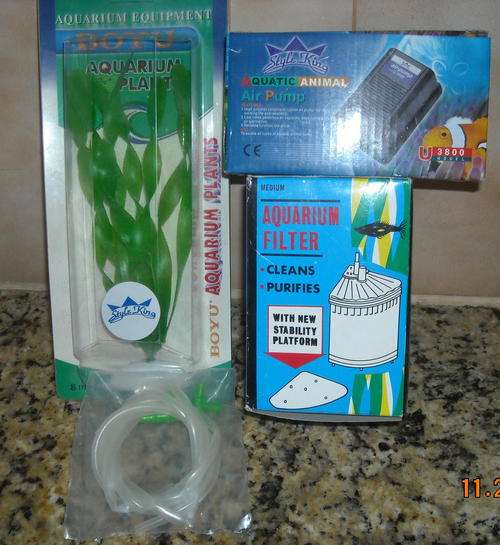 Fish Tank Pump, Filter & Plant